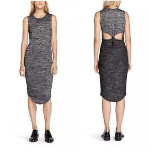 RAG & BONE BLACK HEATHER CUTOUT TWIST BACK SLEEVELESS DRESS SIZE SMALL
